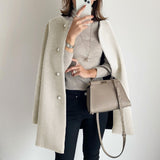 Wool Blend Straight Cardigan Coat