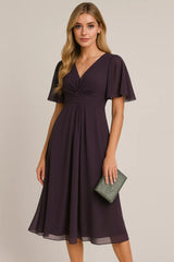 Fashion Solid Color and V-neck Waist Trimming Casual Large (couleur unie et encolure en V)