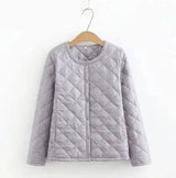 Plus Size Women's Fat MM Was Thin And Thin Diamond Grid Snap-Grey-1