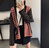 Womens Tweed Knit Cardigan with Pockets-Graph color-1