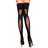 Women Stockings Lace Top Thigh High Silk St-Black-1