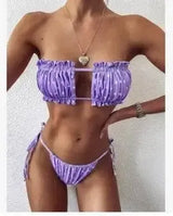 Trend Fashion Hollow Bikini Skinny Swimsuit-Purple-1