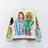 Women's Loose-fitting Casual Round-neck Long-sleeved Printed-1