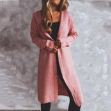 Women's Single-breasted Solid Color Long-sleeved Hooded-Pink-1