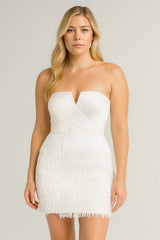 Glam Strapless Fringe Mini