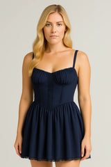 Robe à bretelles en dentelle mode d'été à lacets taille mince