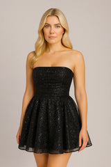 Haut Tube Robe en Dentelle avec Noeud au Dos Mode d'été Argenté / S