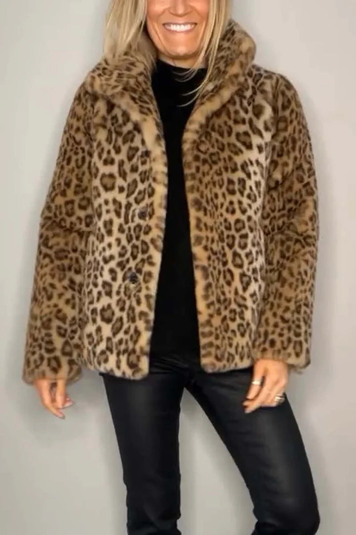 Chic Leopard Faux Leather Jacket
