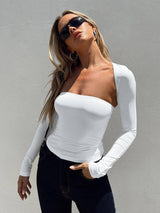 Lovemi -  Sexy Tube Top Cinched Waist T-shirt Long Sleeve Tight Two-piece Blouse Women's Top