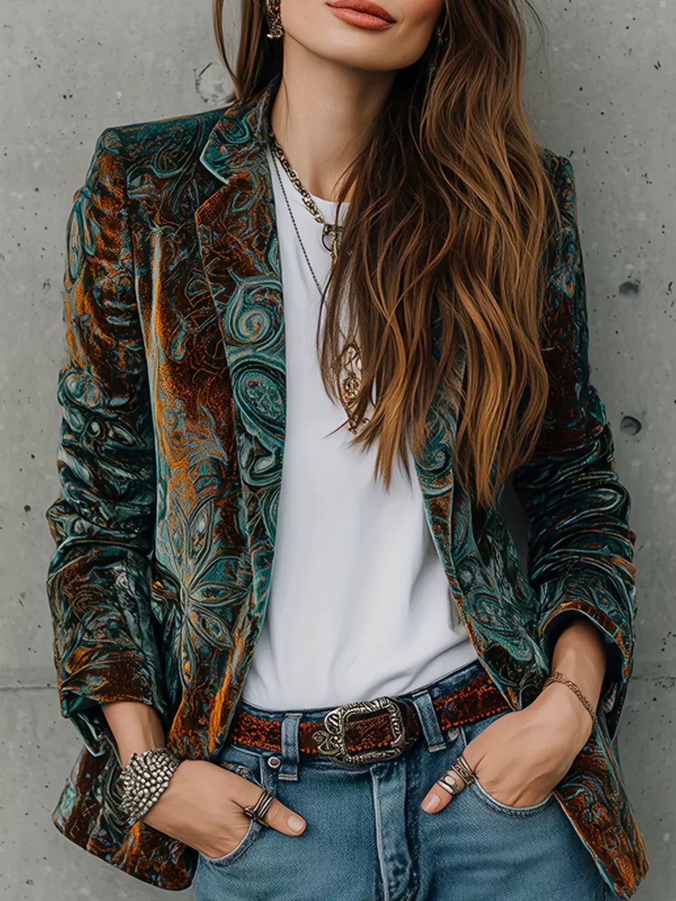 Printed Casual Suit Jacket