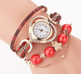 Montre-Bracelet de perles pour femmes, cercle, mode, amour, diamant, numérique, pour dames