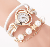 Montre-Bracelet de perles pour femmes, cercle, mode, amour, diamant, numérique, pour dames