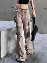 Jean skinny workwear marron délavé grande taille pour femme