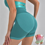 Short de Yoga rayé taille haute, pantalon serré pour femmes, course à pied, Fitness, sport