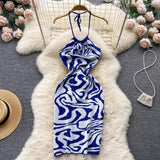Lovemi -  Sultry Backless Knitted Bodycon Dress for Vacation Season