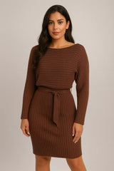 2pcs Suit Women's Solid Stripe Long-sleeve Top And Tight Suspender Skirt Fashion Autumn Winter Slim Clothing