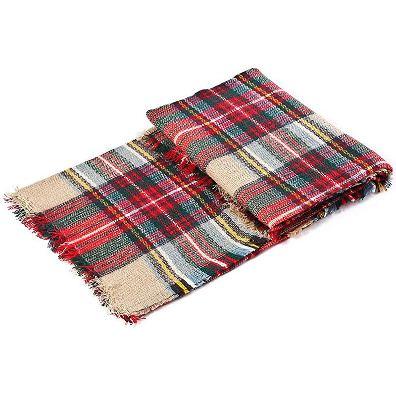 Plaid Cashmere-Feel Blanket Scarf