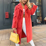Chic Plush Lace-Up Long Coat
