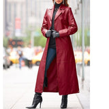 European Leather Long Coat