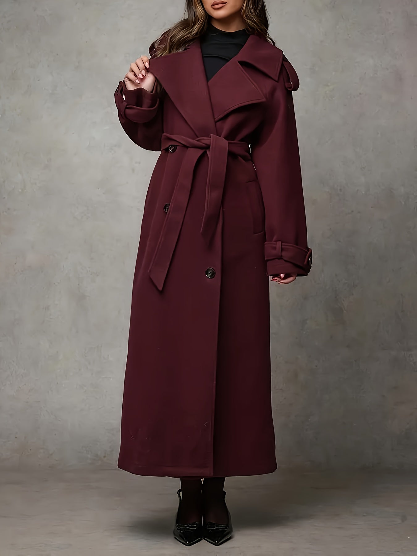 Wool Blend Double-Breasted Trench