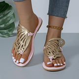 Tongs papillon creuses à la mode, sandales d'été pour femmes, chaussures de plage décontractées, pantoufles plates à talons bas, nouvelle collection
