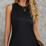 Women's Solid Color Off-Shoulder Dress – Short Back, Long Front Slit Detail