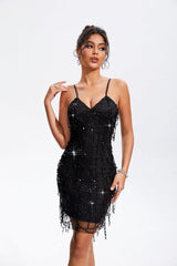 Sequin V-Neck Wrap Cami Dress-4