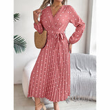 Polka Dot Maxi Dress with Belt