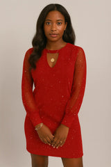 Robe à manches longues et col en V Printemps et automne New Style Lace Splicing Dress For Womens Clothing