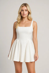 White Fit and Flare Square Neck