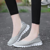 Lovemi -  Women Shoes Summer Casual Flats Breathable Female Sneakers Woven Walking Shoes Slip On Ladies Loafers Handmade Shoes Size 35-40