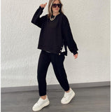 Lovemi -  Metal Button Long Sleeve Shirt Sports Casual Ankle Banded Pants Suit