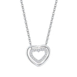 Collier pendentif cœur à cœur en argent sterling S925