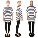 Lovemi -  CM.YAYA Women Plus Size XL-5XL Striped Print V-neck Tee tops jogger sweatpant suit two piece set sport matching set outfit