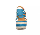 Lovemi -  High heels sandals striped Straw shoes Casual