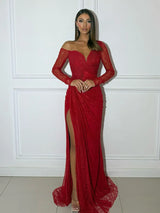 Red Long Sleeve Gown Ruby