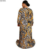 Lovemi -  CMYAYA Plus size XL-5XL Autumn women fashion Print Sashes Long Maxi dress open Bodycon night Beach Casual dresses vestidos