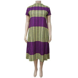 CM YAYA – robe ample grande taille pour femmes, Double couleur, Patchwork, longueur mi-mollet, col rond, manches courtes, robe droite décontractée, 2021