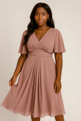 Fashion Solid Color and V-neck Waist Trimming Casual Large (couleur unie et encolure en V)