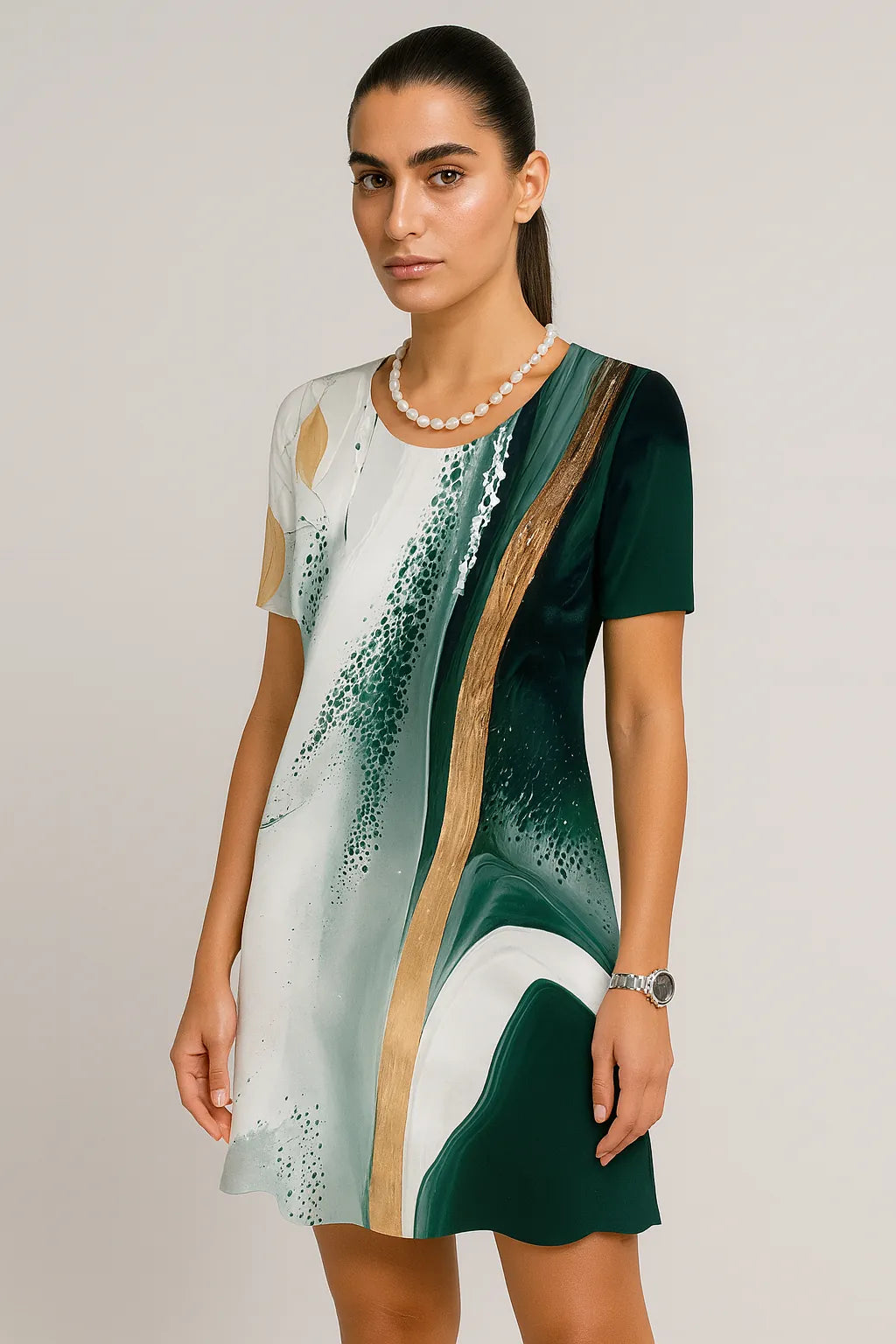 Robes Vintage Impression texturée Manches courtes