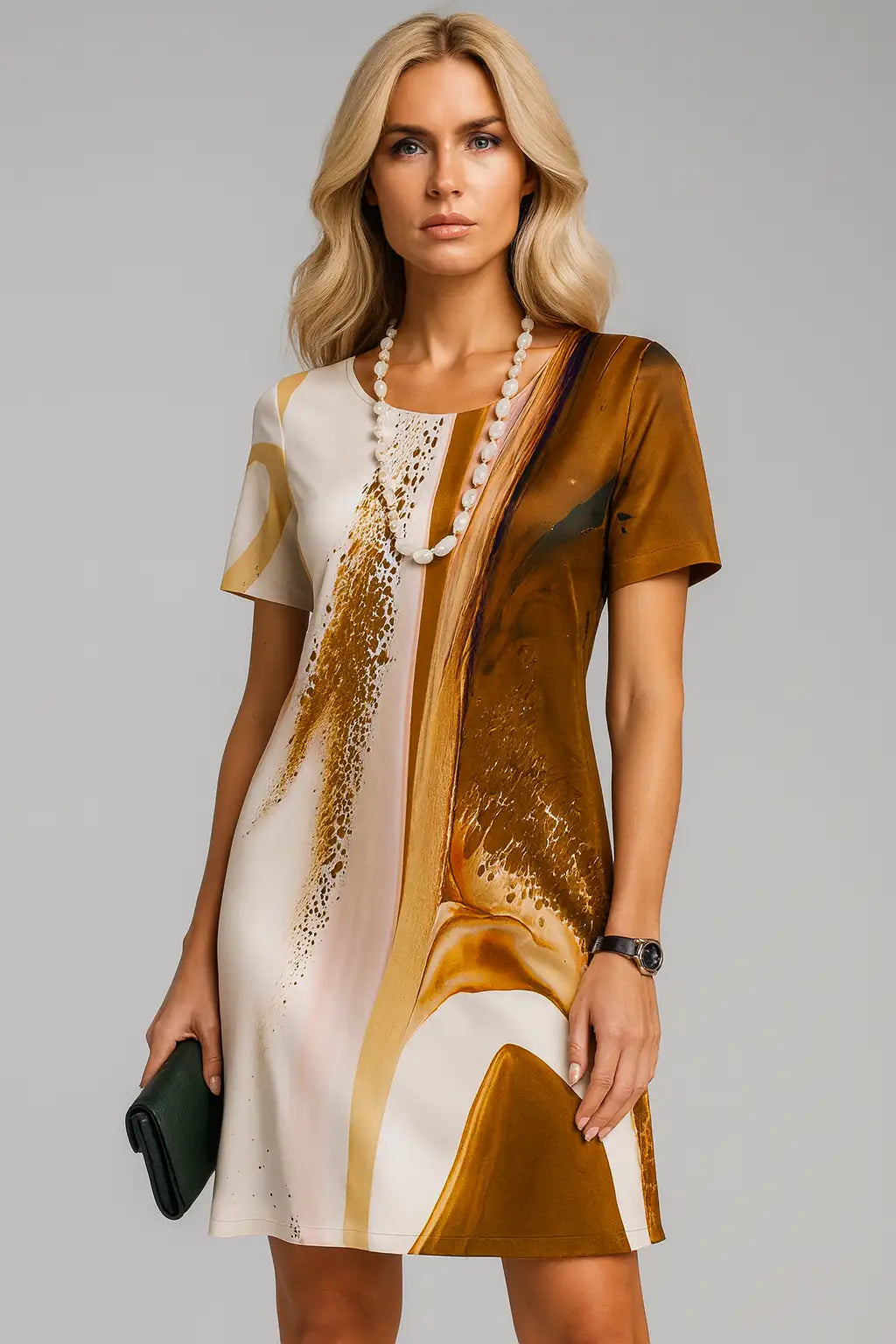 Robes Vintage Impression texturée Manches courtes