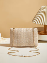 Women’s Straw Lock Closed Simple Square Bag | Effortlessly Chic Handbag