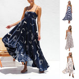 Lovemi -  Floral Print Suspender Dress Summer Slim Fit Long Dresses For Womens Clothing