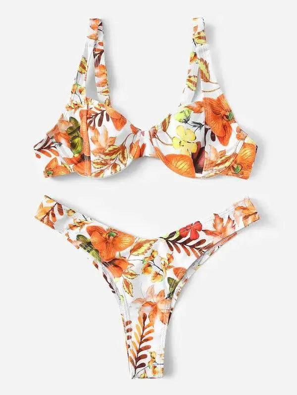 Bikini Swimwear Women Push Up Swimsuit-Orangeorange-15