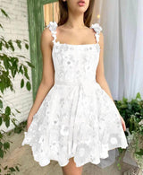 Lovemi -  Three-dimensional Flower Embroidery Dress Summer Fashion Sweet A-line Suspender Dresses For Womens Clothing