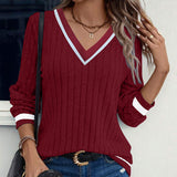 Color Block V-Neck Blouse