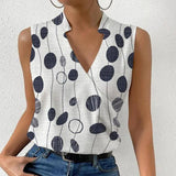Lovemi -  Casual Printed Tops Summer V-neck Sleeveless T-shirt Womens Clothing