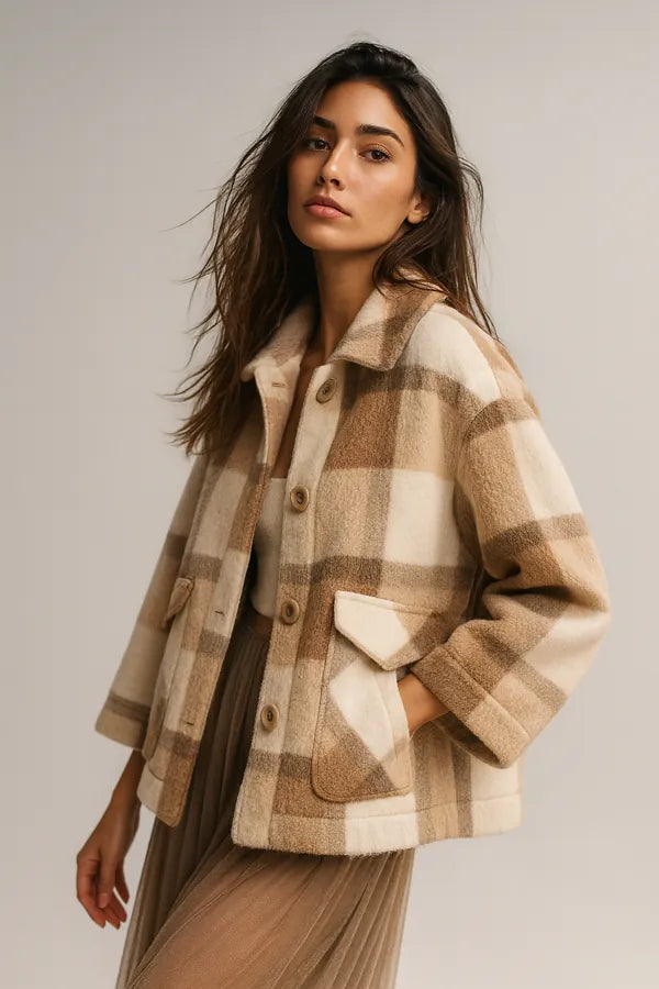 Manteau de fausse fourrure en laine pour dames