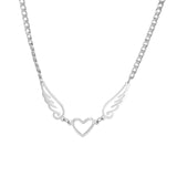 Lovemi -  Hollow Heart Angel Wing Necklace