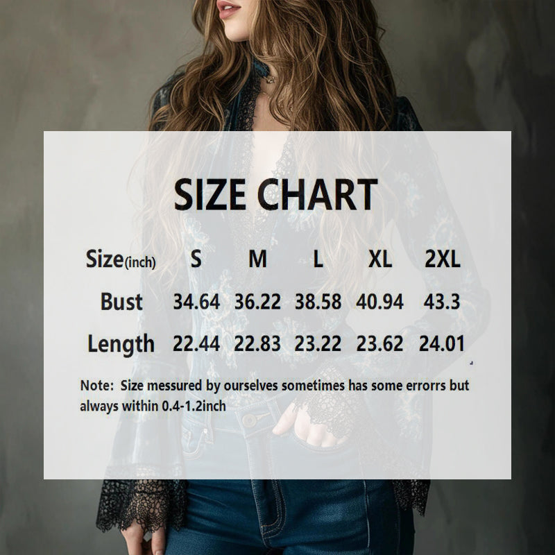 Retro Lace Panel V-Neck Blouse